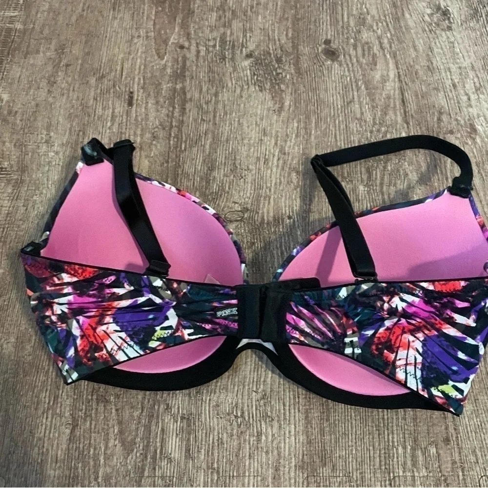 Victoria's Secret Pink Colorful Foliage Printed Bra Size 32DD